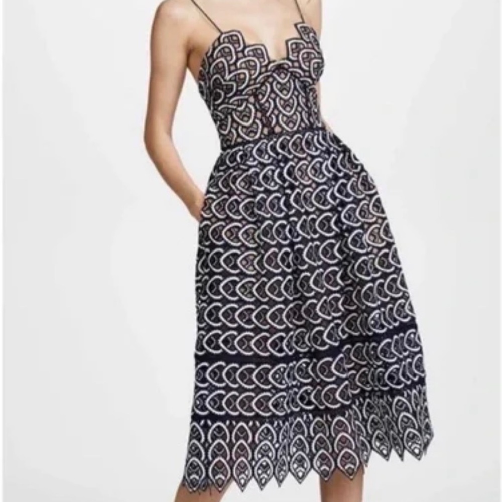 Self portrait azalea peacock lace midi dress 2 NWOT